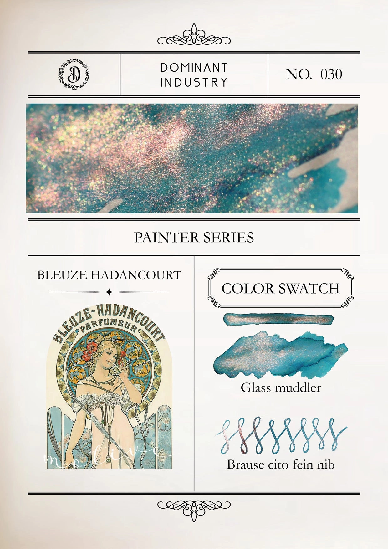 Dominant Industry Pearl Ink 25Ml - Painter Series - Bleuze Hadancourt glass essential