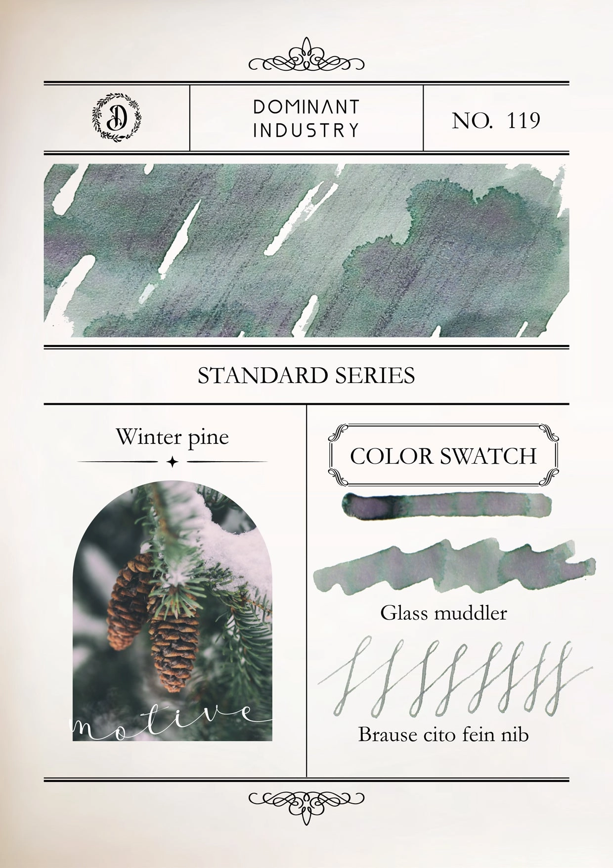 seasonal bamboo Dominant Industry Standard Ink 25Ml - Winter Pine