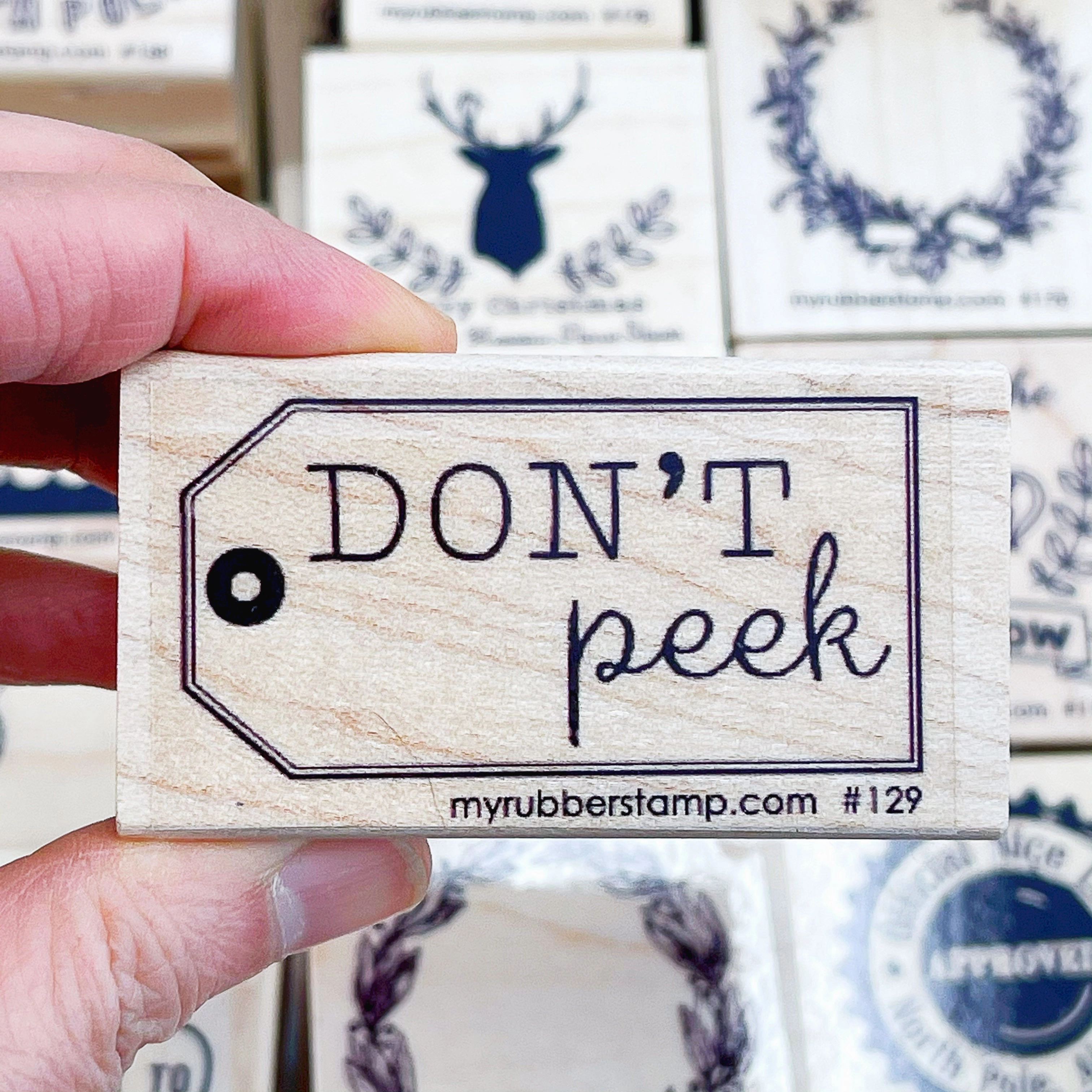Don'T Peek Tag Rubber Stamp solid