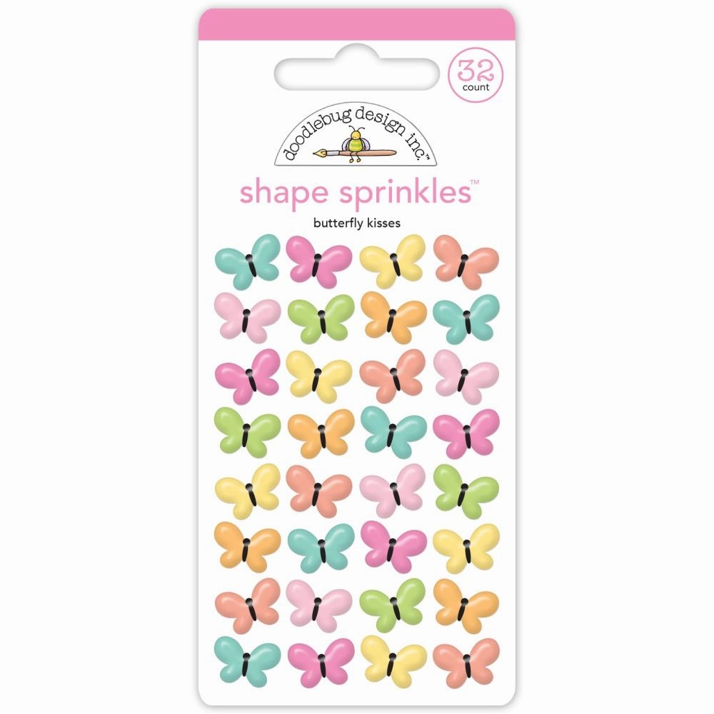 automatic thin Doodlebug Sprinkles Adhesive Glossy Enamel Shapes - Butterfly Kisses 32/Pkg