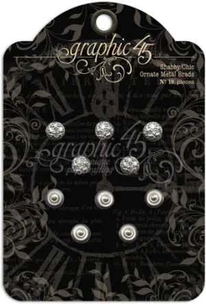 multipack wrapped Graphic 45 - Shabby Chic Ornate Stamped Metal Brads
