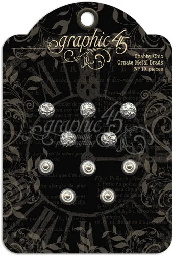 multipack wrapped Graphic 45 - Shabby Chic Ornate Stamped Metal Brads