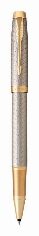 tall portable Parker Im Premium Warm Silver Gt Rollerball Pen