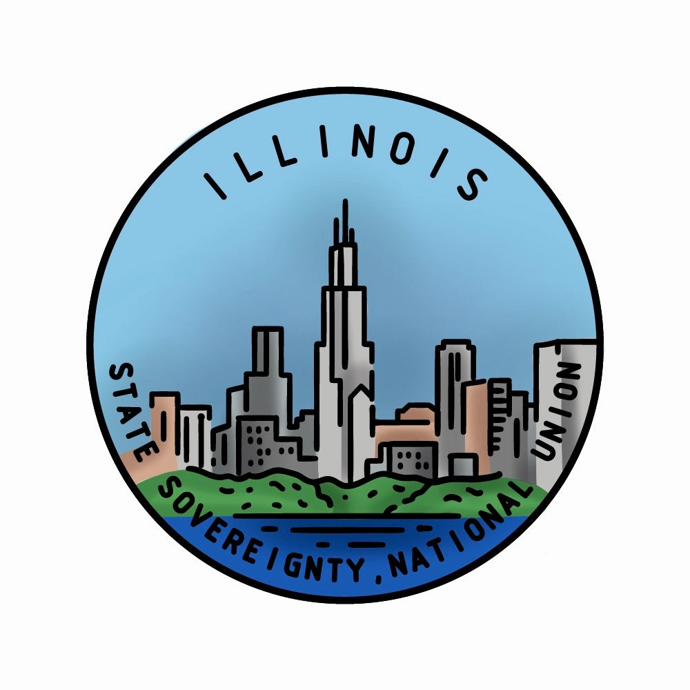 limited 50 States Circles - 2X2 Stamp Set - Illinois