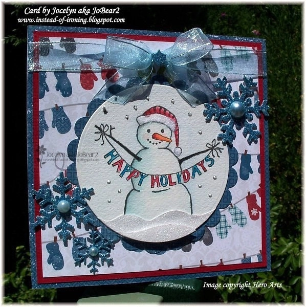 Happy Holidays Snowman Stamp glossy
