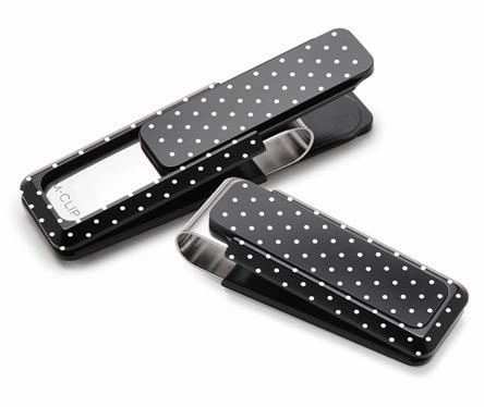 M-Clip Black Solid Slide W/Etched Polka Dots Money Clip waterproof
