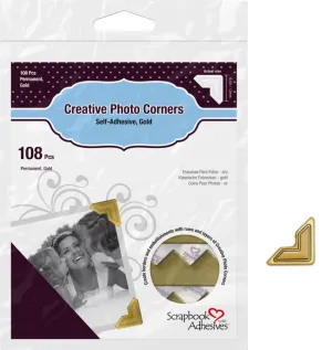 square narrow Scrapbook Adhesives  Creative Photo Corners  Gold
