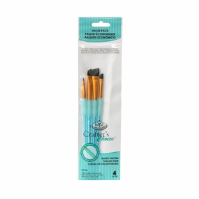 durable 4-Pack Black Taklon Angular Paintbrushes