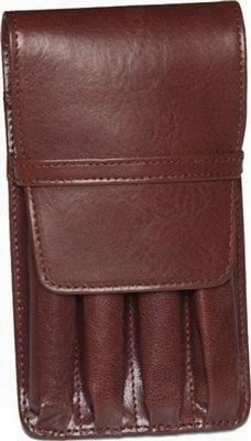 Aston Leather 4 Pen Holder Brown robust