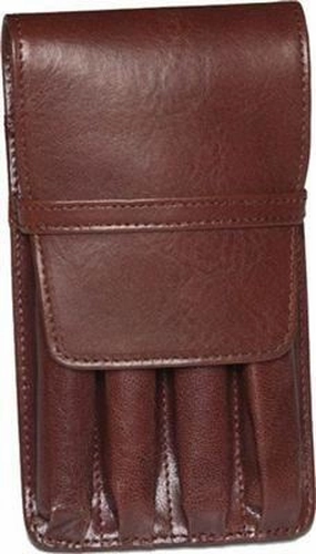 Aston Leather 4 Pen Holder Brown robust
