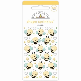 Doodlebug Sprinkles Adhesive Glossy Enamel Shapes - Honey Bees warm lasting