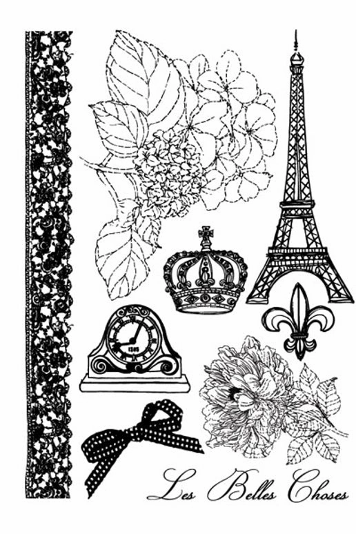 locking wooden Eiffel Tower Cling Stamp