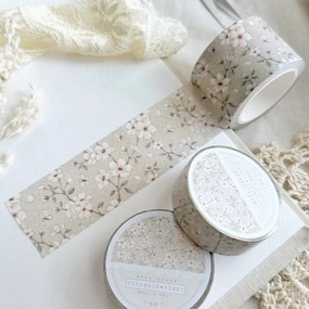 earthy essential Beige Sakura Floral Washi Tape 30Mm