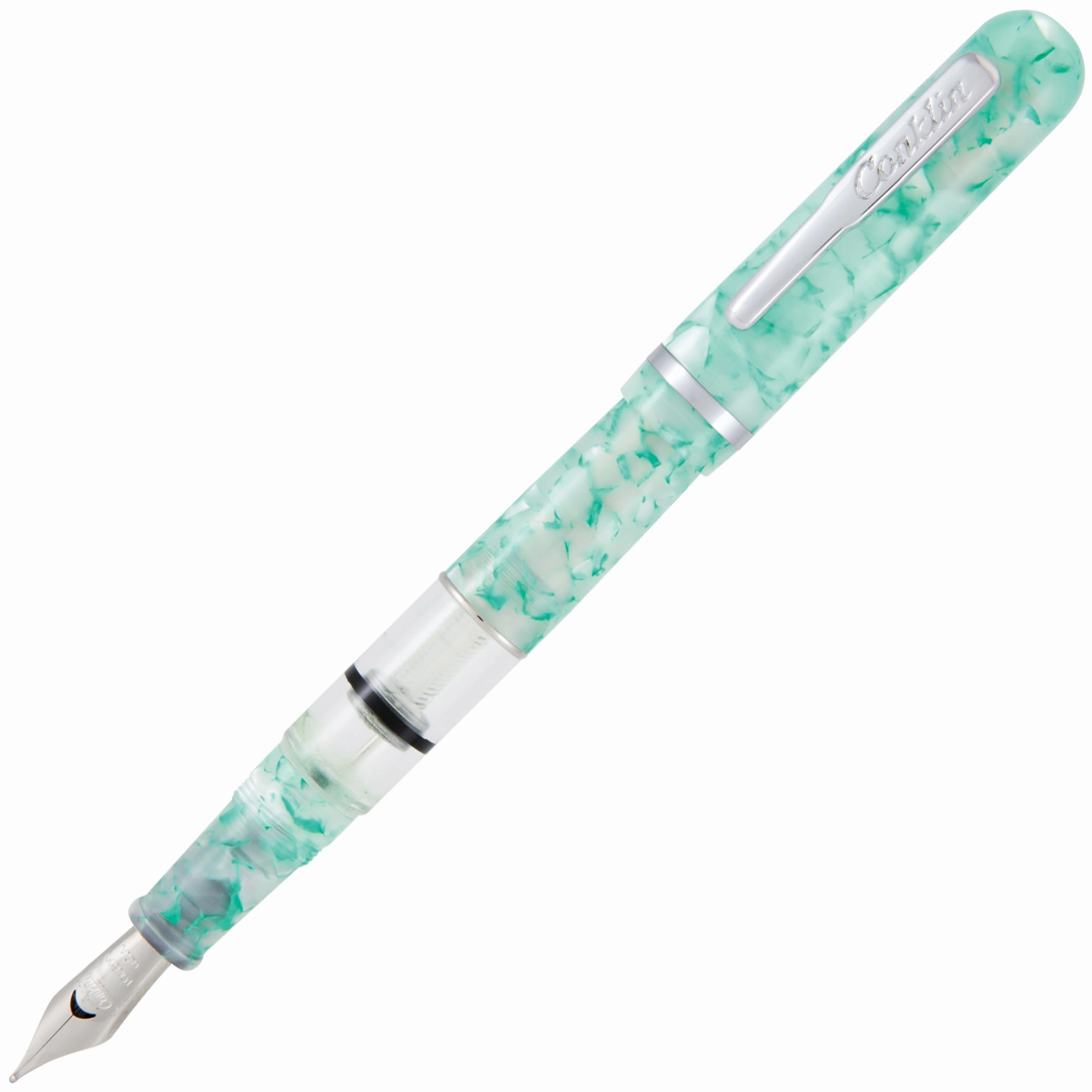 new quality Conklin Heritage Word Gauge Turquoise Fountain Pen