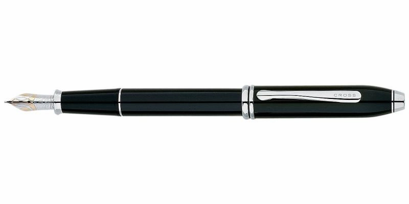 Cross Townsend Black/Rhodium Fountain Pen solid metallic