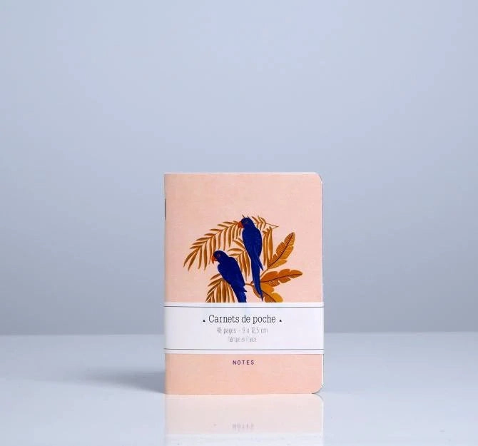 metal sealed Season Paper Collection Parrots Mini Pocket Notebook - Blank And Grid