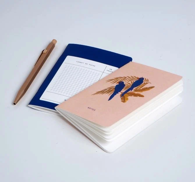 Season Paper Collection Parrots Mini Pocket Notebook - Blank And Grid paper
