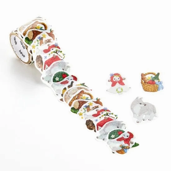 collapsible Embroidery Forest Little Red Riding Hood Washi Roll Sticker Bande
