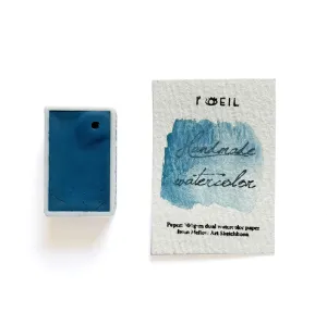 paper Cerulean Blue Pb35 - Artist Grade Handmade Honey Based Watercolor Paint Full Pan 3.2Ml