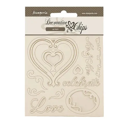 steel popular Stamperia -Decorative Chips - Timeless - Hearts