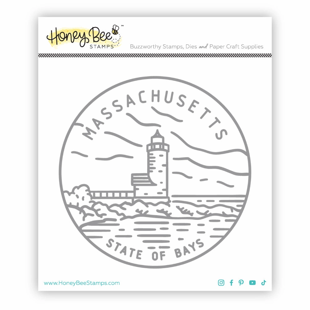 50 States Circles - 2X2 Stamp Set - Massachusetts large narrow