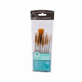 minimalist Gold Taklon Paintbrushes  Set Of 7