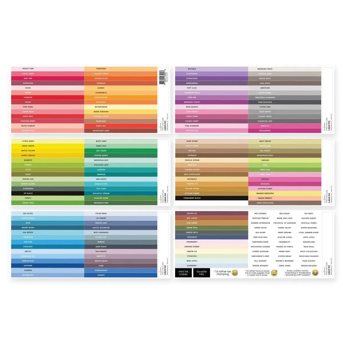 Mini Ink Cube Label Set - 36 Original Color Families heatproof