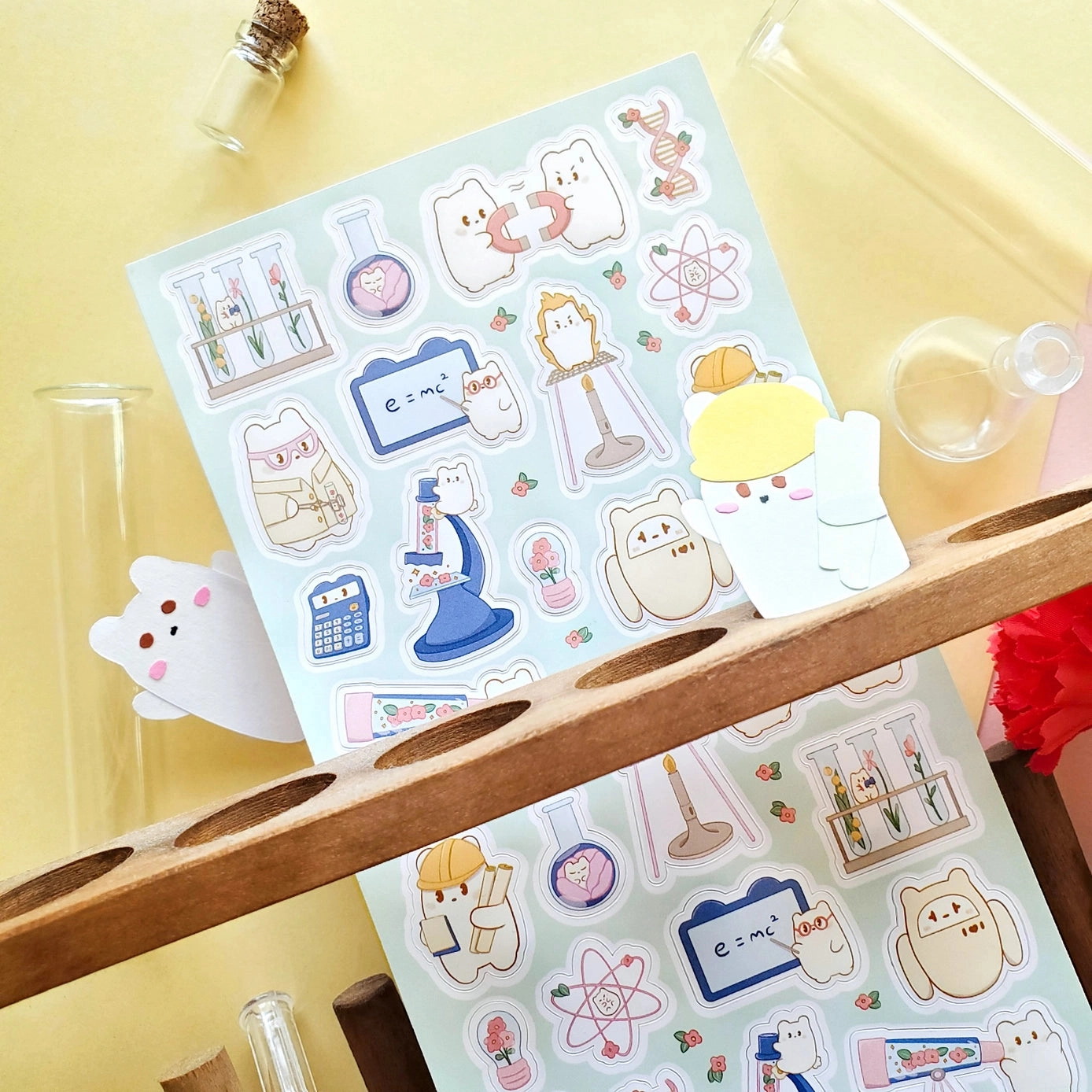 Beary Cute Science Sticker Sheet stackable glossy