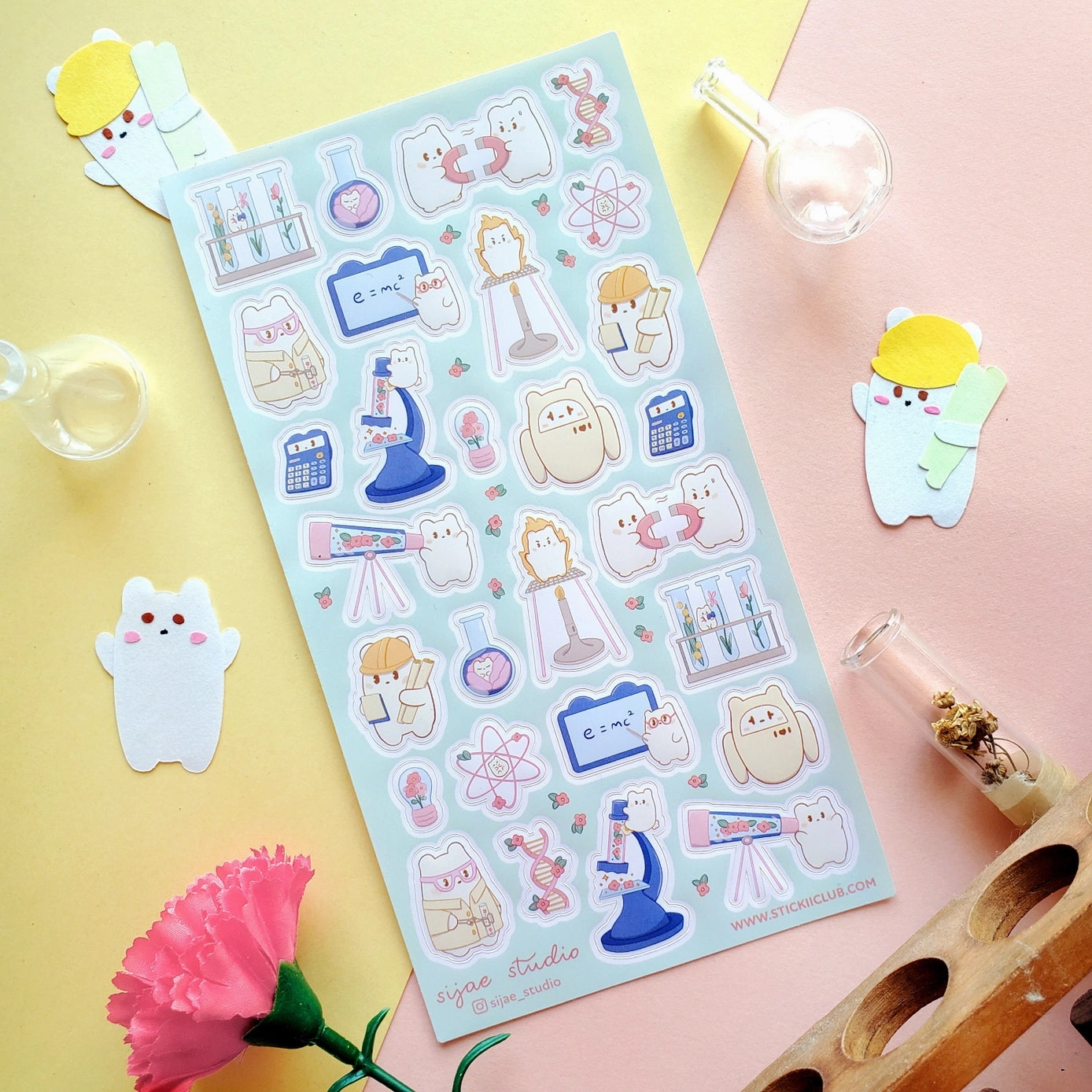 elegant Beary Cute Science Sticker Sheet