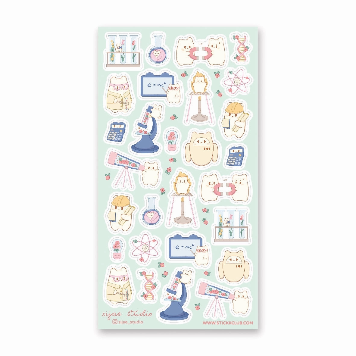 Beary Cute Science Sticker Sheet nonslip