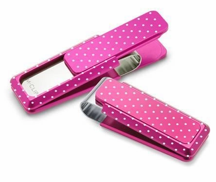 collapsible M-Clip Pink Solid Slide W/Etched Polka Dots Money Clip