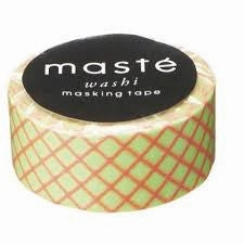 Neon Light Green Check Japanese Washi Tape ? Basic Mast Masking Tape narrow