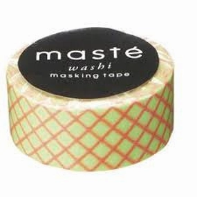 Neon Light Green Check Japanese Washi Tape ? Basic Mast Masking Tape narrow
