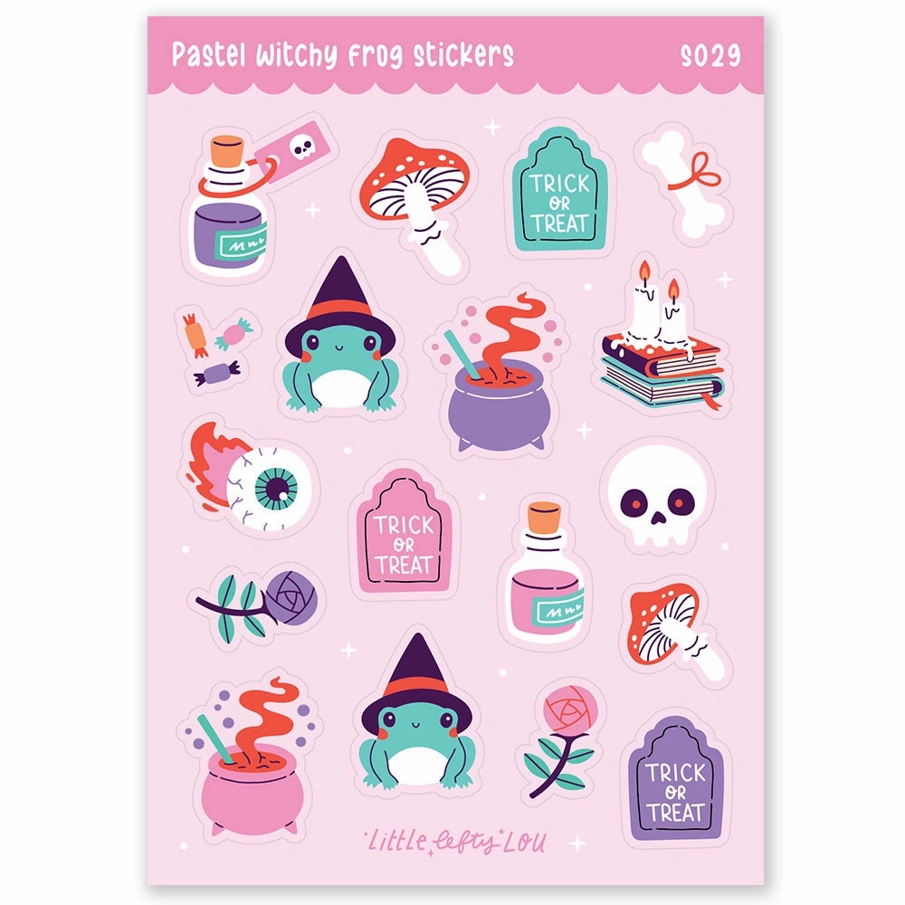Pastel Witchy Frog Matte Waterproof Stickers elegant antislip