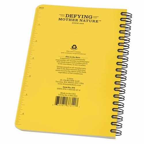 versatile Rite In The Rain Side Spiral Notebook- Yellow- 4 5/8" X 7"