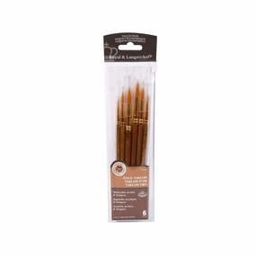 Round Gold Taklon Paintbrushes - Set Of 6 plastic slim