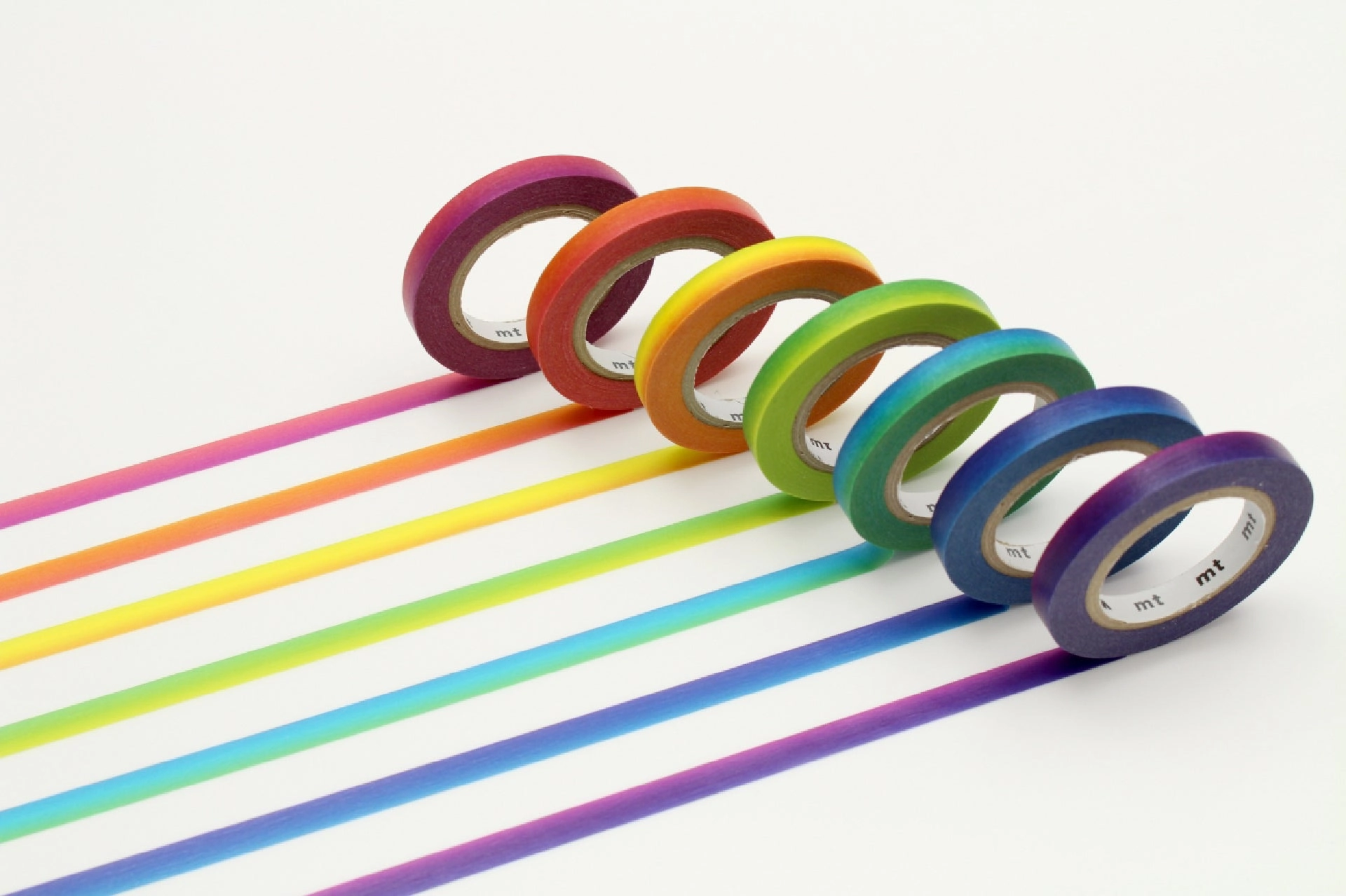 Mt Solids Slim Washi Tape - Set Of 7: Rainbow original