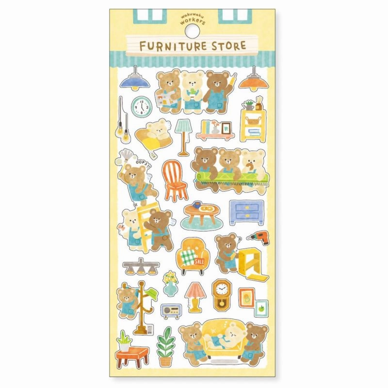 biodegradable automatic Exciting Worker Sticker Sheet - Furniture Store