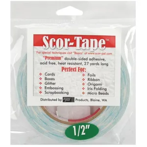paper round Scor-Tape 1/2" Wide - 27 Yards Double-Sided Adhesive