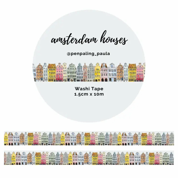 Amsterdam Houses Washi Tape sealed retractable