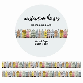 Amsterdam Houses Washi Tape sealed retractable