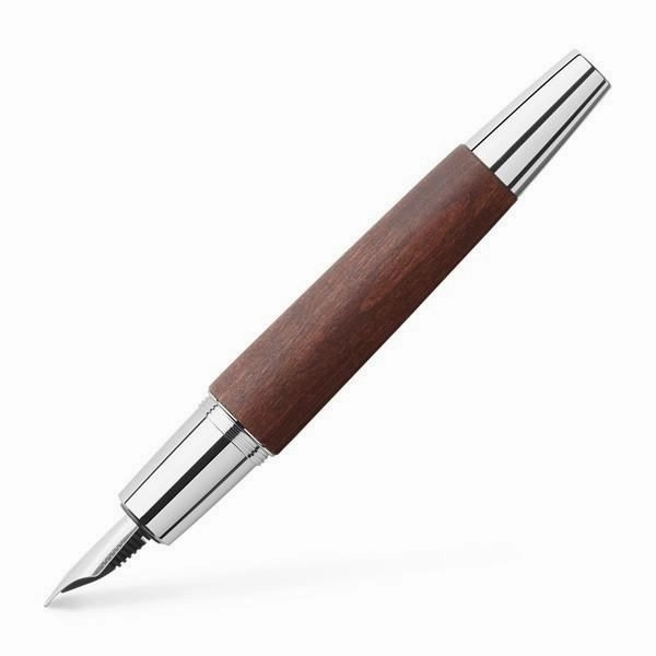 Faber-Castell Emotion Wood And Polished Chrome Dark Brown Fountain Pen cotton