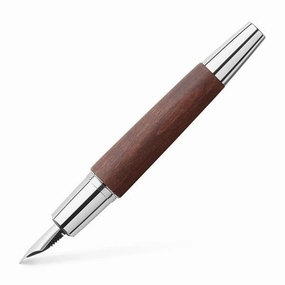 Faber-Castell Emotion Wood And Polished Chrome Dark Brown Fountain Pen cotton