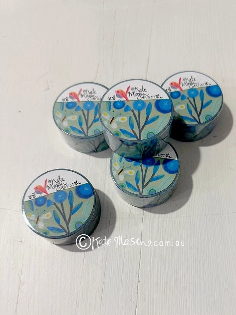 Floral Cornflower Butterfly Washi Tape wrapped