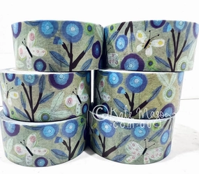 Floral Cornflower Butterfly Washi Tape steel