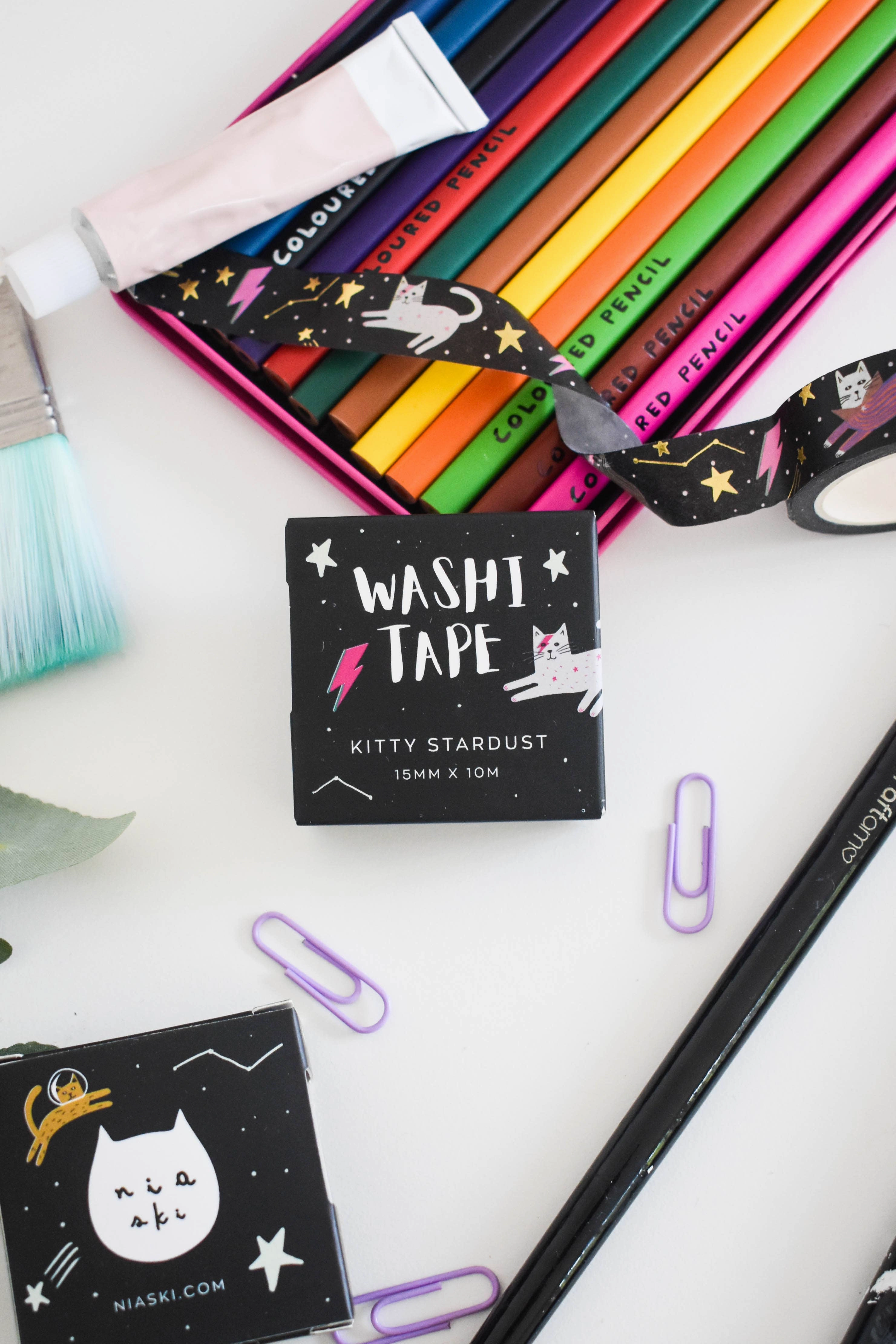 Kitty Stardust Cat Washi Tape earthy