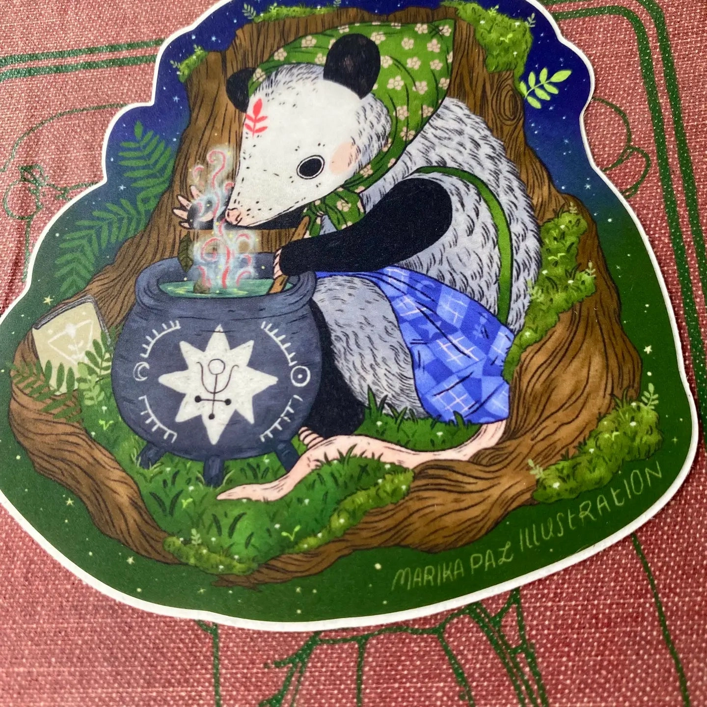 Marika Paz Vinyl Sticker - Possum Brew heatproof slim