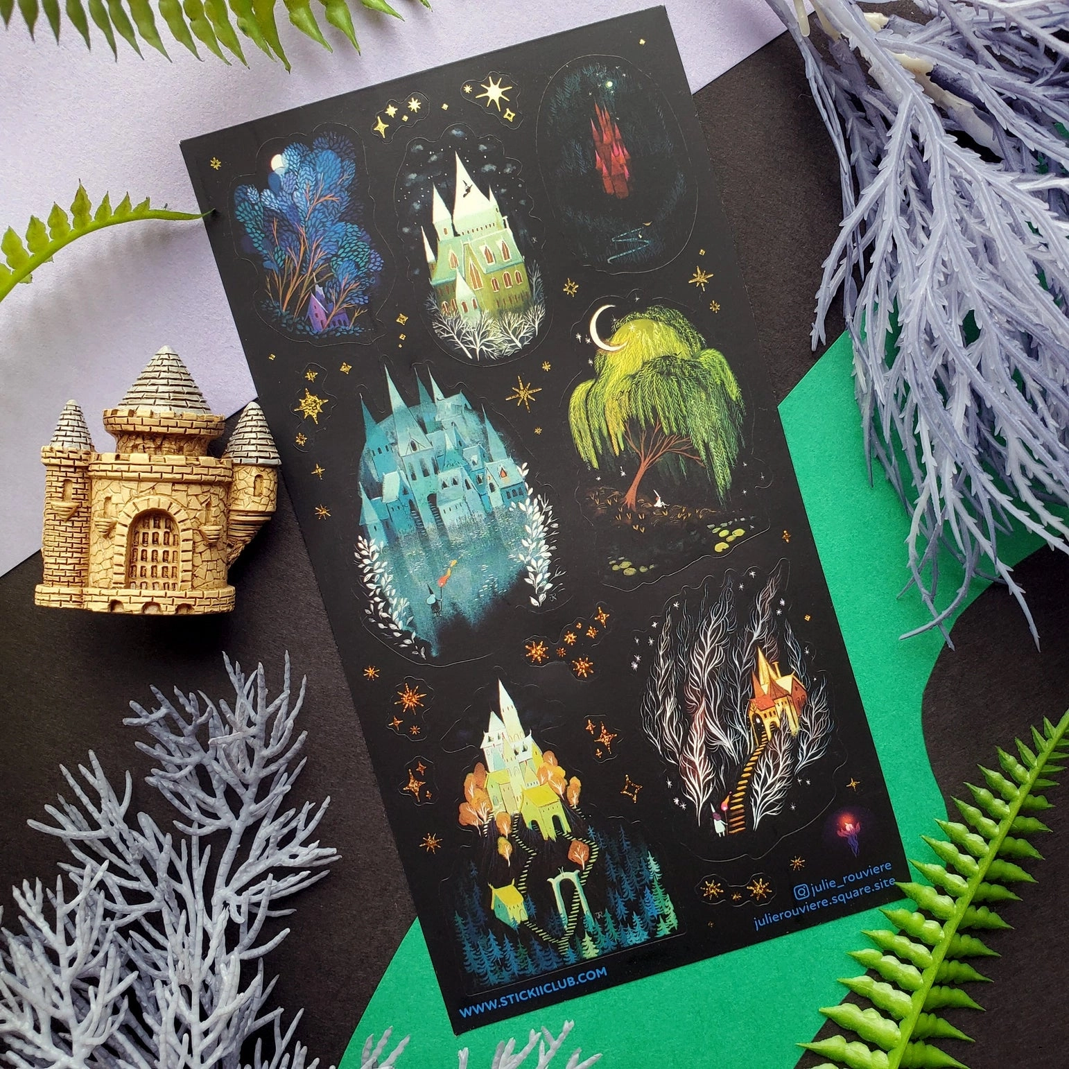retro flat Stickii Enchanted Castles Sticker Sheet