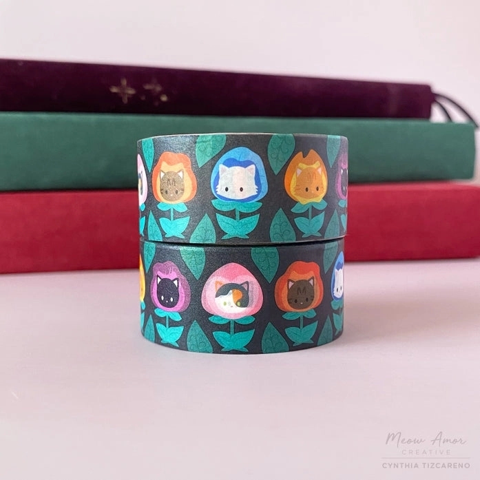 Wonderland Flower Cats Washi Tape retro