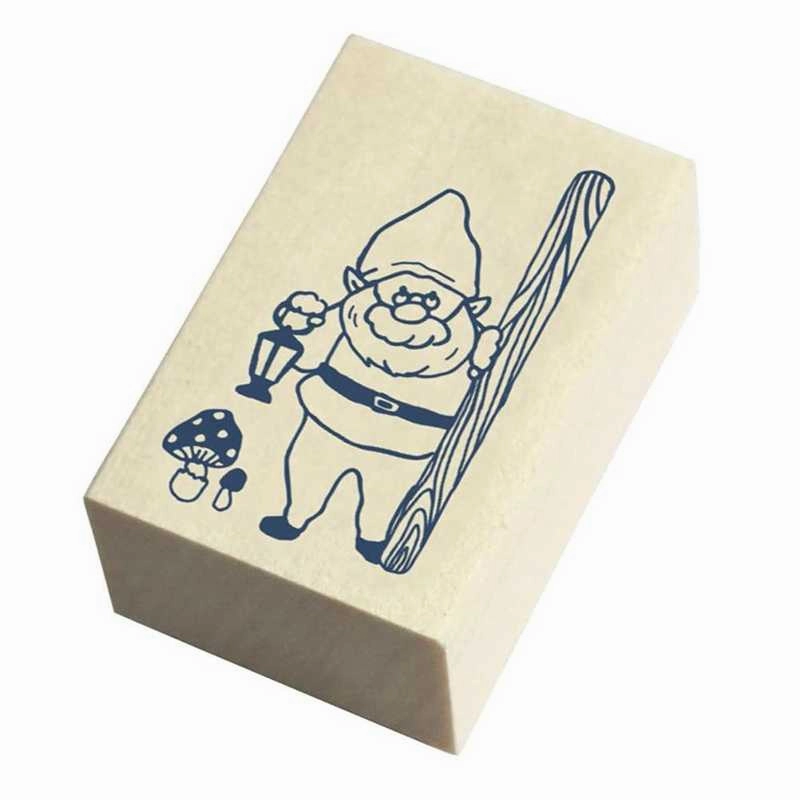 colorful Beverly Companion Rubber Stamp - Gnome & Mushroom